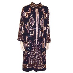 1920's Art Deco Black Coat with Soutache Embroidery & Trim