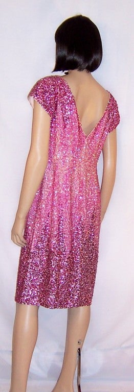 1960's Orchid Beaded & Sequined Dress with Ombre Treatment For Sale 1