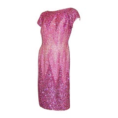 Vintage 1960's Orchid Beaded & Sequined Dress with Ombre Treatment