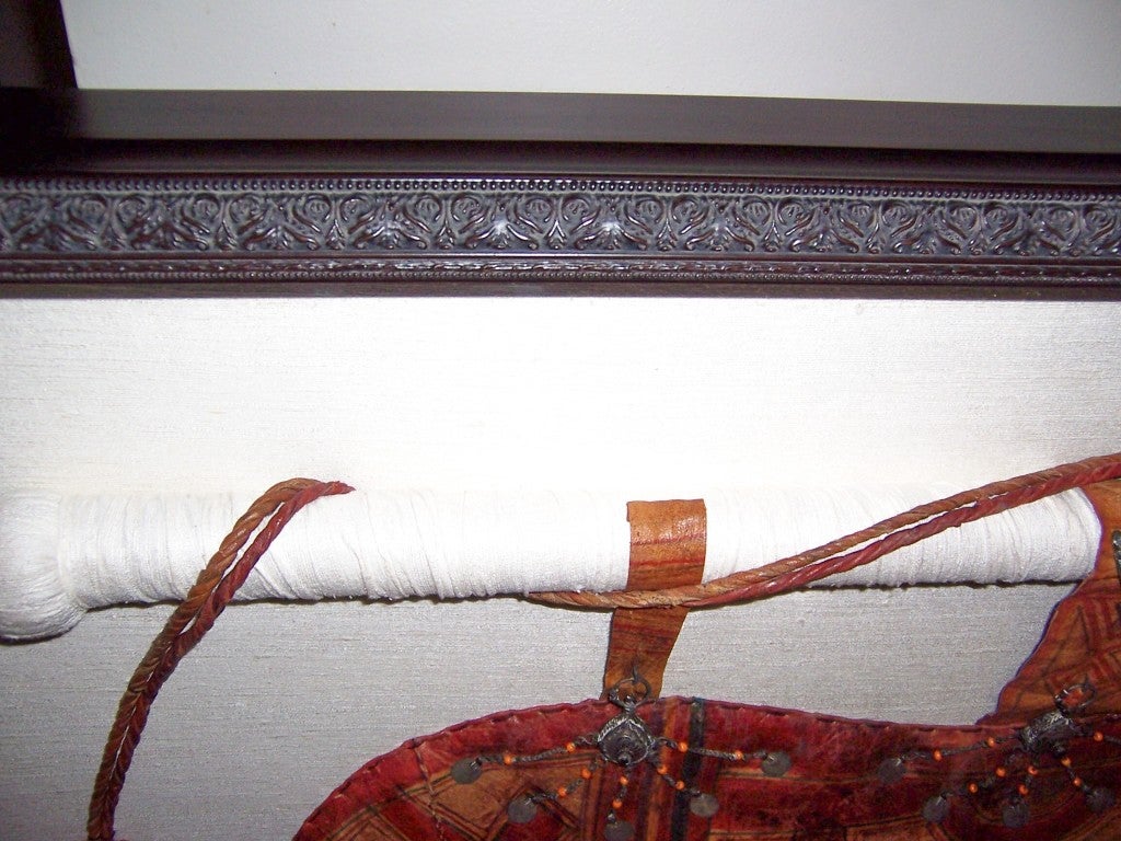 Exceptional Antique Leather Camel's Satchel, Framed Under Glass For Sale 3
