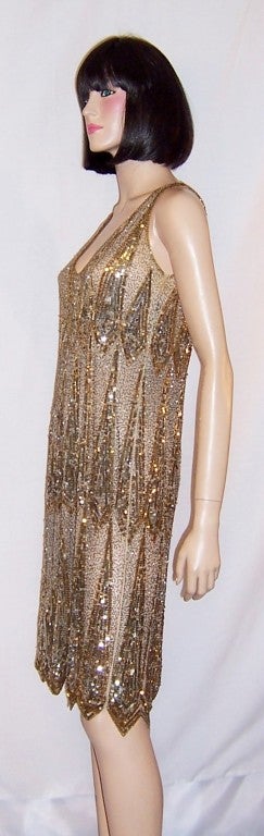 Women's 1920's Gold & Silver Sequined & Beaded Dress