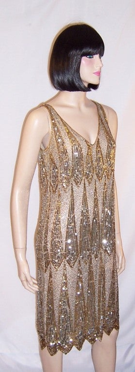 1920's Gold & Silver Sequined & Beaded Dress 2