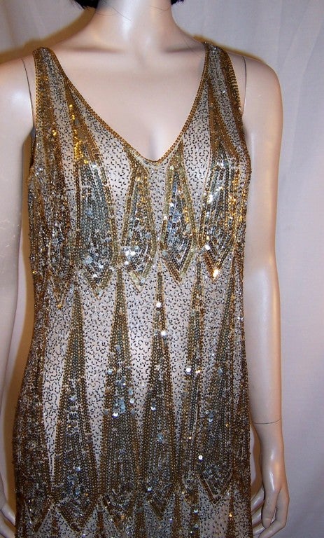 1920's Gold & Silver Sequined & Beaded Dress 4