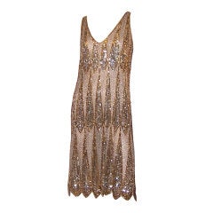 1920's Gold & Silver Sequined & Beaded Dress