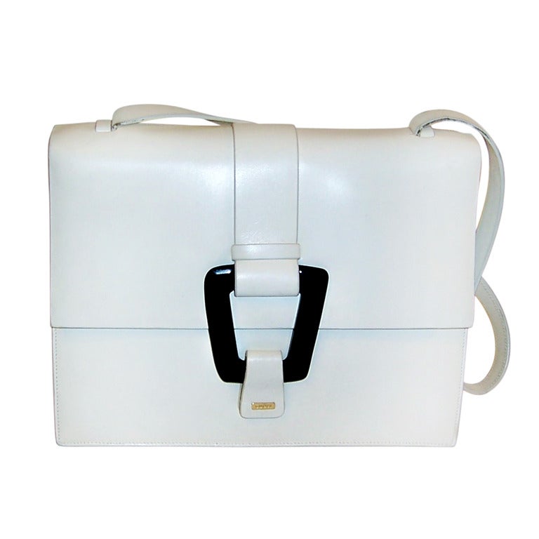 Gucci-Fine White Leather Summertime Handbag For Sale