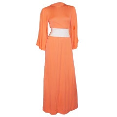 1970's Double-Knit Maxi Dress with Bell Sleeves