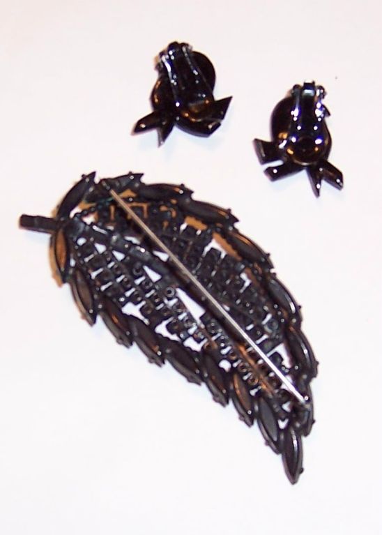 Weiss Demi-Parure, Emerald Green/Clear Rhinestones Set