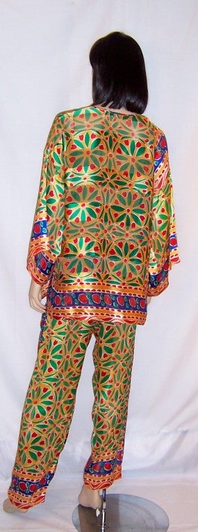 YSL Printed Silk Ensemble In Excellent Condition For Sale In Oradell, NJ