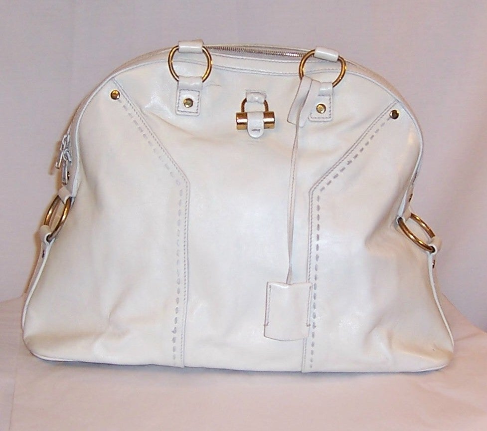 YSL White Leather Handbag
