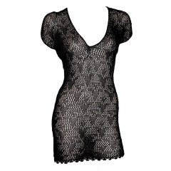Vintage Giorgio Sant' Angelo-Black Stretch Knit Lace Mini-Dress
