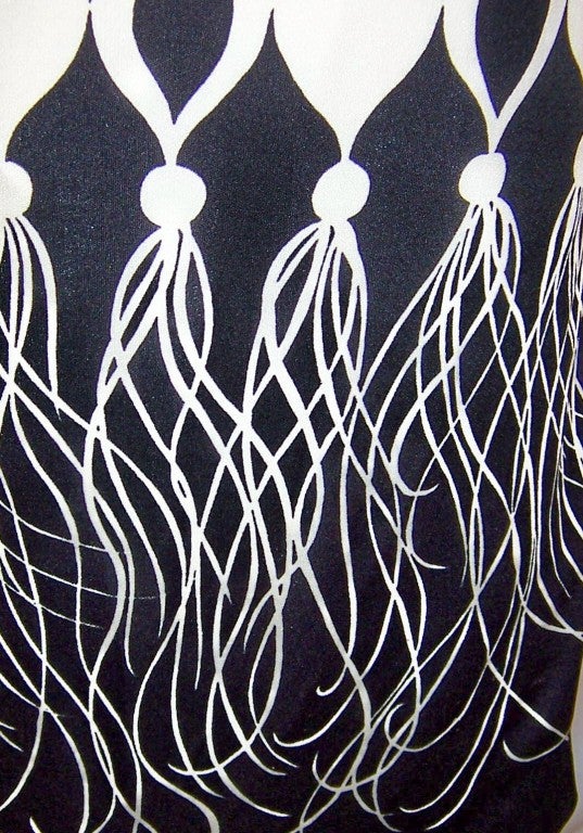 1960's Mod Black & White  Shift Dress/Trompe-L'oeil Fringe For Sale 1