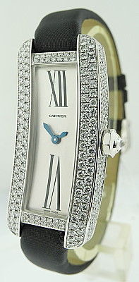 CARTIER Gold and Diamond-Set Curved Rectangular Wristwatch