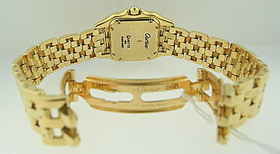 Women's Cartier 'Panthere' Gold & Pave Diamond Dial, Full Diamond Case For Sale