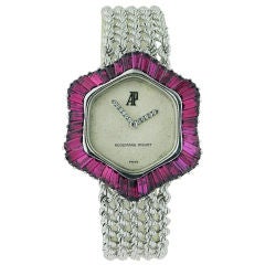 AUDEMARS PIGUET Gold Lady's Bracelet Watch/Baguette Ruby