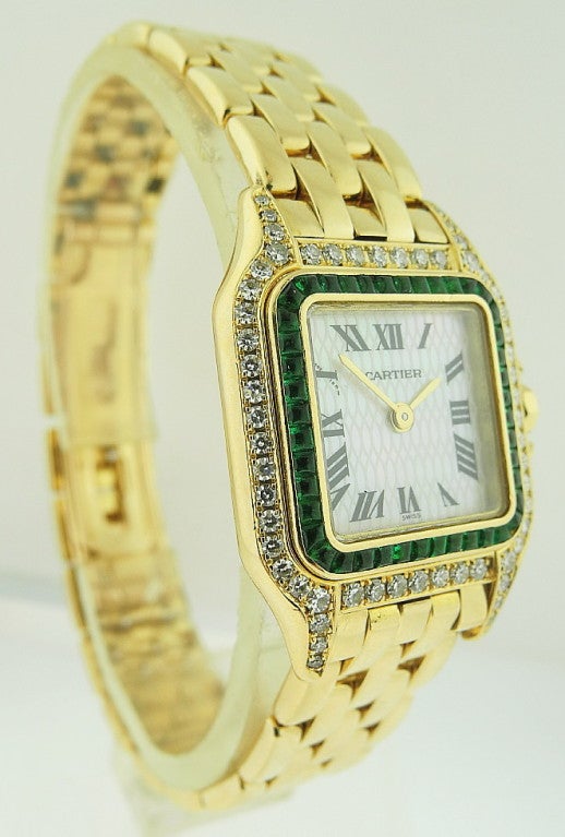 Women's Cartier Ladie's Watch Gold 'Panthere' with MOP Dial/Diamonds For Sale