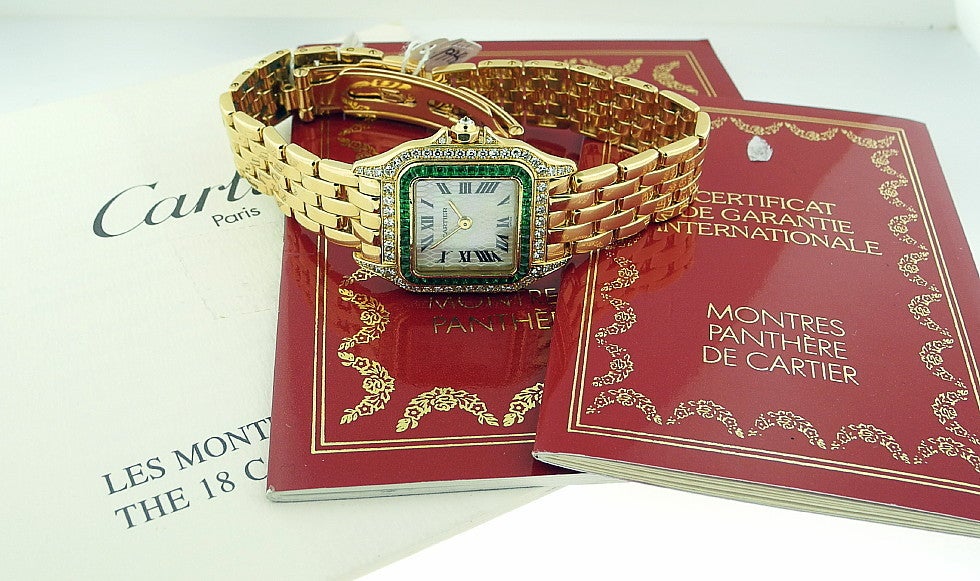 Cartier Ladie's Watch Gold 'Panthere' with MOP Dial/Diamonds For Sale 3