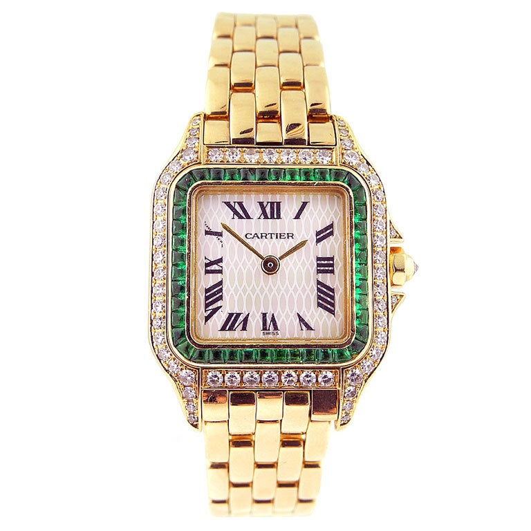 Cartier Ladie's Watch Gold 'Panthere' with MOP Dial/Diamonds For Sale