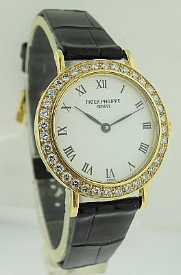 Women's Patek Philippe, Gold Calatrava W/Diamond Bezel Ref 4820