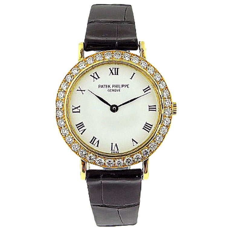 Patek Philippe, Gold Calatrava W/Diamond Bezel Ref 4820