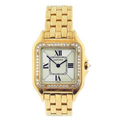 CARTIER Panthere Gold Bracelet With Diamond Bezel Watch Ref.1270