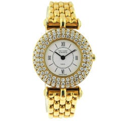 Van Cleef Arpels Ladies Bracelet Watch Triple Diamond Row on Bezel
