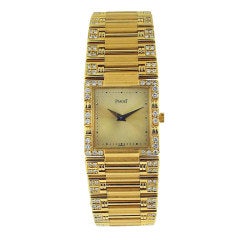 Piaget, Gold Bracelet Watch 'Dancer' Square Case W/Diamonds