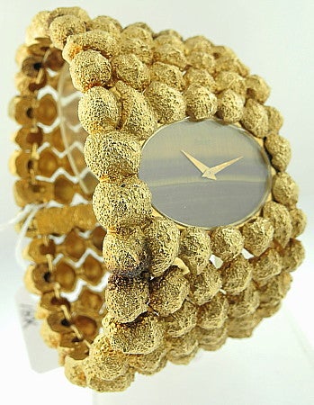 Women's PIAGET Gold Cuff Bracelet & Tiger Eye Dial Ladies Wristwatch For Sale