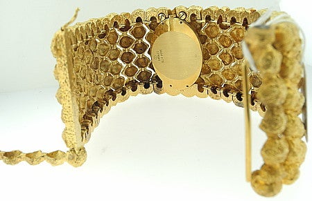 PIAGET Gold Cuff Bracelet & Tiger Eye Dial Ladies Wristwatch For Sale 3
