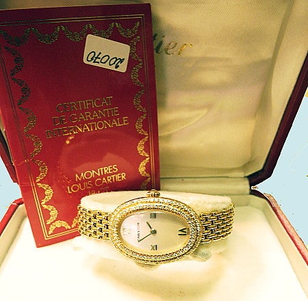 CARTIER Diamond Gold Bracelet Watch  For Sale 2