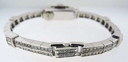 AUDEMARS PIGUET Art Deco Diamond Platinum B-Wind Bracelet-Watch For Sale 1