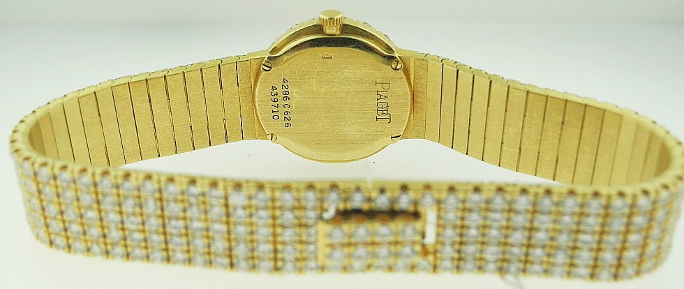 PIAGET Yellow Gold and Diamond Bracelet Watch Circa 1985 For Sale 1