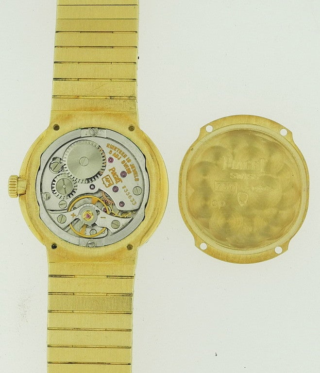 PIAGET Yellow Gold and Diamond Bracelet Watch Circa 1985 For Sale 2