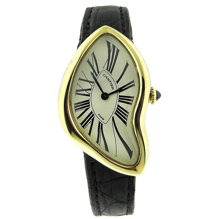 CARTIER Yellow Gold Crash Wristwatch Limited Edition 088/300 circa 1991 For Sale