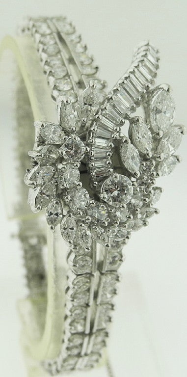 Women's ROLEX Lady's Platinum and Diamond Bracelet Watch Circa 1960s For Sale