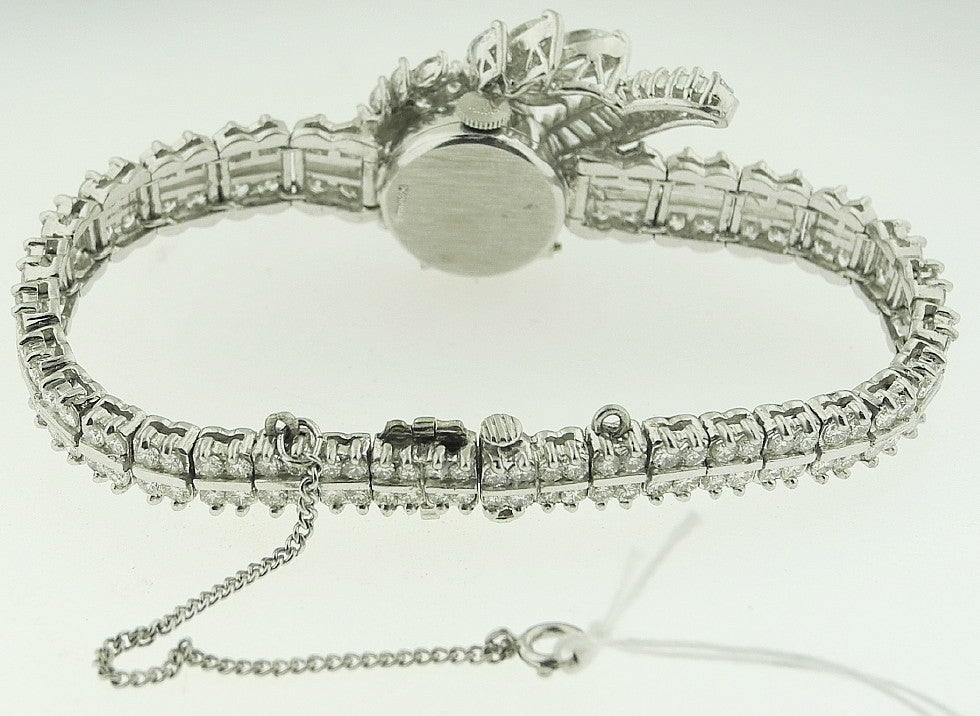 ROLEX Lady's Platinum and Diamond Bracelet Watch Circa 1960s For Sale 1
