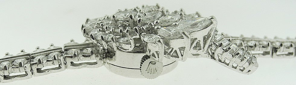 ROLEX Lady's Platinum and Diamond Bracelet Watch Circa 1960s For Sale 3