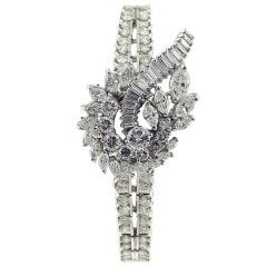 ROLEX Lady's Platinum and Diamond Bracelet Watch Circa 1960s