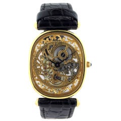 Patek Philippe Skeleton Yellow Gold Oval Gentlaman's Wristwatch