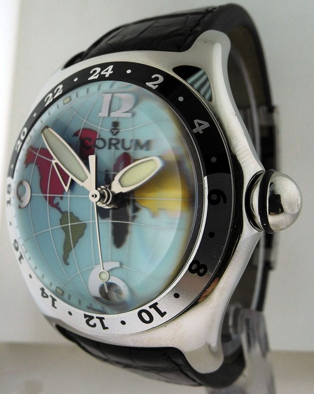Men's CORUM SS Tonneau Automatic Dual Time Wristwatch For Sale