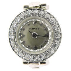 J. SCHULZ Lady's Platinum and Diamond Ring Watch