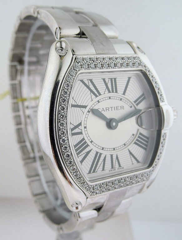 Women's CARTIER, Lady's ROADSTER White Gold Diamond Bracelet Wristwatch For Sale