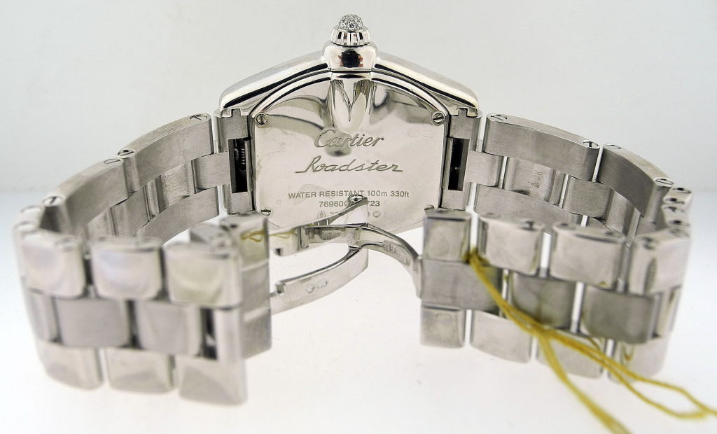 CARTIER, Lady's ROADSTER White Gold Diamond Bracelet Wristwatch For Sale 1