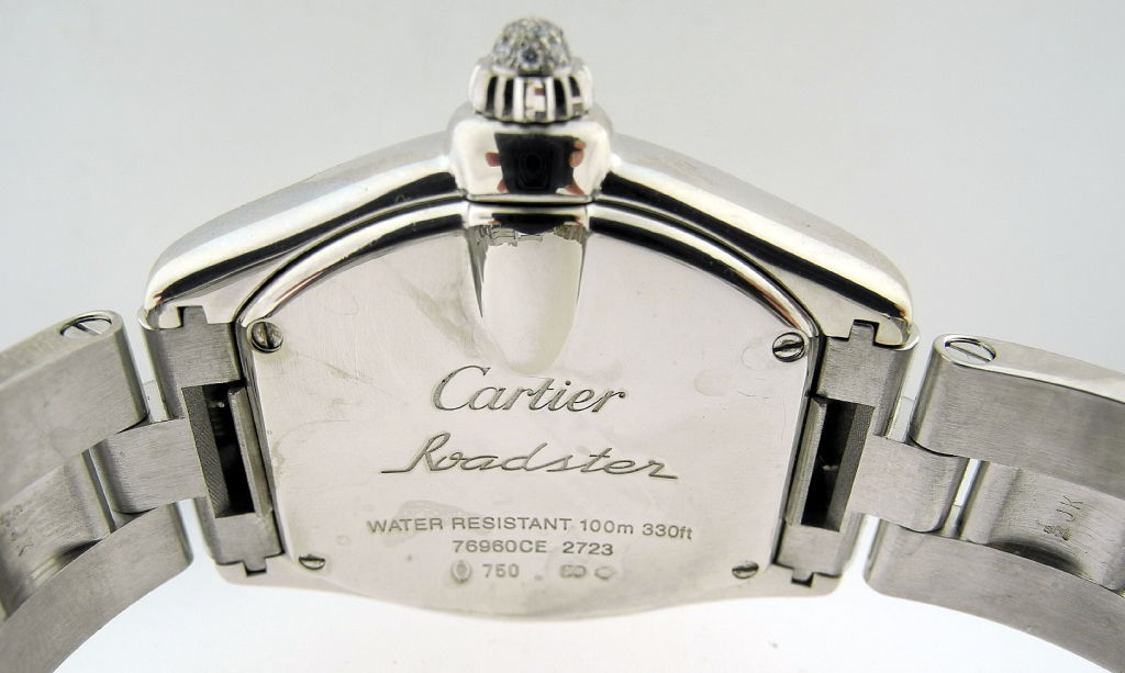 CARTIER, Lady's ROADSTER White Gold Diamond Bracelet Wristwatch For Sale 2
