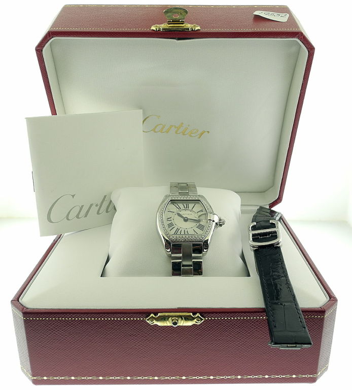 CARTIER, Lady's ROADSTER White Gold Diamond Bracelet Wristwatch For Sale 3