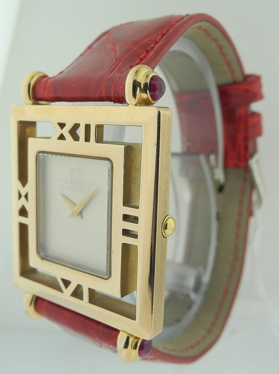 Swiss Pink Gold "Royal Diamond" Partial Skeleton Watch