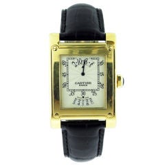 Cartier,  Yellow Gold "TANK A VIS", Time/Date Rectangular Watch