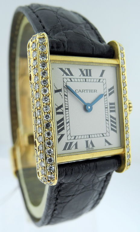 CARTIER Gold TANK L.C. Medium Pave - Triple Row Diamond Case