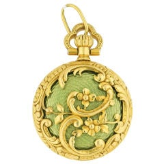 TIFFANY &Co, Gold and Enamel Open Face Pendant Watch