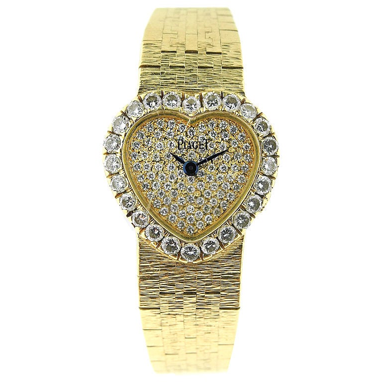 Piaget, Lady's Gold & Diamond Set Heart-Shaped Bracelet Watch
