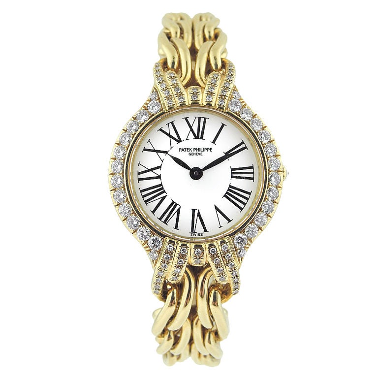 PATEK PHILIPPE Gold Ladies Bracelet Diamond Bezel Ref 4836/003 For Sale